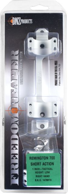 DNZ Products Game Reaper Scope Mount - Remington 700 Short Action Low Ring 0 MOA Hand 1 in Tube Silver - Dnz Products
