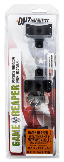 Dnz Products DNZ Products Game Reaper 2 Scope Mount/Ring Combo Browning A-Bolt Savage Round Receiver w/8-40 Screw Holes 30mm Tube Extra High Aluminum Matte Black - $85.99 at Optics Planet