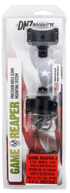 DNZ Products Game Reaper 2 Scope Mount/Ring Combo Savage Axis Rem 783 30mm Tube Aluminum Extra High Aluminum Matte Black - Dnz Products
