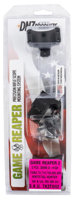 DNZ Products Game Reaper 2 Scope Mount/Ring Combo Tikka T1x/T3/T3X/595/695/Whitetail Hunter 30mm Tube Extra High Aluminum Matte Black - Dnz Products