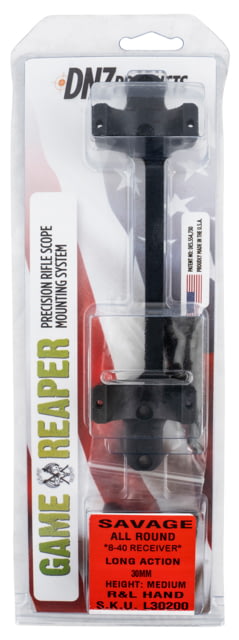 Dnz Products DNZ Products Game Reaper Scope Mount/Ring Combo Savage Round Receiver w/8-40 Screw Holes 30mm Tube Medium Long Action Matte Black - $74.79 at Optics Planet
