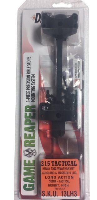 DNZ Products 215 Tactical Scope Mount - Howa 1500 Weatherby Mark V Magnum 9 Lug Weatherby Vanguard Long Action High Ring 0 MOA 30 mm Tube Black Matte - Dnz Products