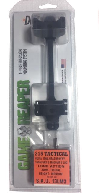 DNZ Products 215 Tactical Scope Mount - Howa 1500 Weatherby Mark V Magnum 9 Lug Weatherby Vanguard Long Action Medium Ring 0 MOA 30 mm Tube Black - DNZ