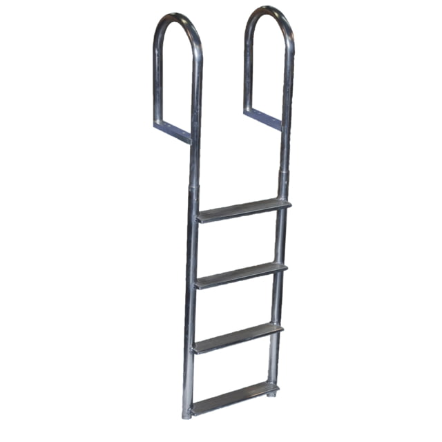 Dock Edge Welded Aluminum Fixed Wide Step Ladder - 4-Step 4-Step