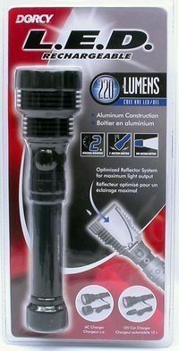 Dorcy 220 Lumens- Rechargeable Cree Xre LED Flashlight w/ Adaptors - Dorcy