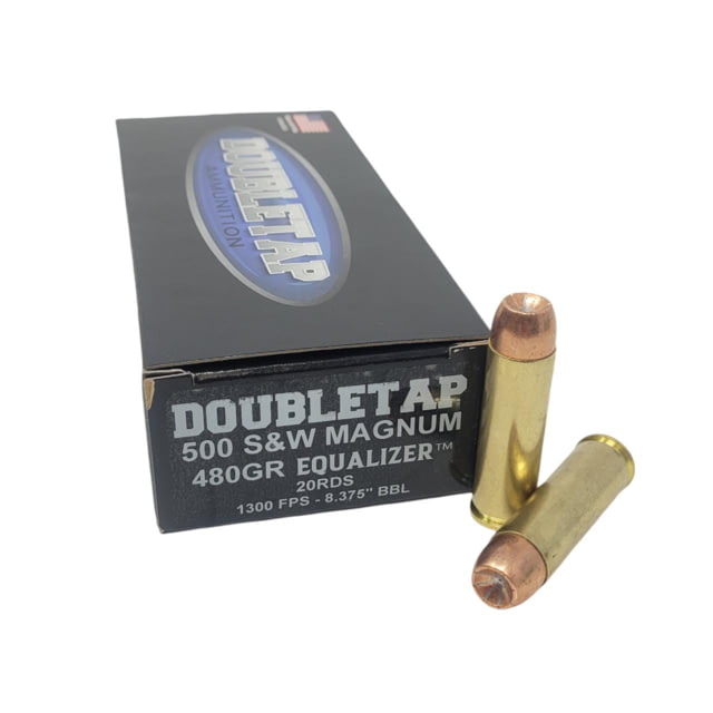 Doubletap Ammunition Double Tap Ammunition Double Tap 500 Equalizer Handgun Ammunition .500 S&W 455gr HP 1801 fps 20/ct - $72.49 at Optics Planet
