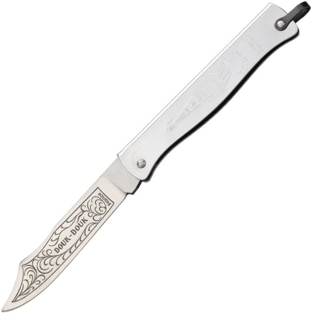 Douk-Douk Folder Silver Folding Knife3inCarbon SteelSilverFolden Steel Handle