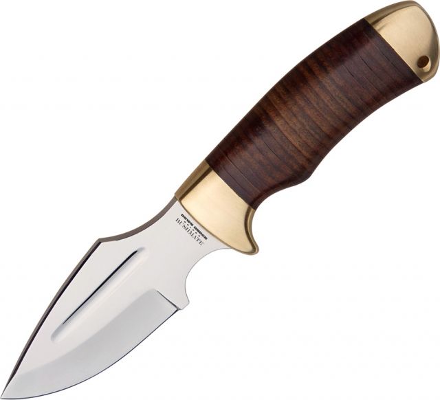 Down Under Bushmate Fixed Blade Knife4inPolished 440C Stainless BladeBrown Leather Wrapped Handle - Down Under