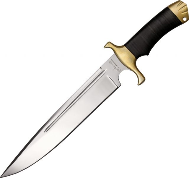 Down Under Knives Toothpick Fixed Blade Knife 11.25in Stainless Blade Black Leather Wrapped Handle - Down Under
