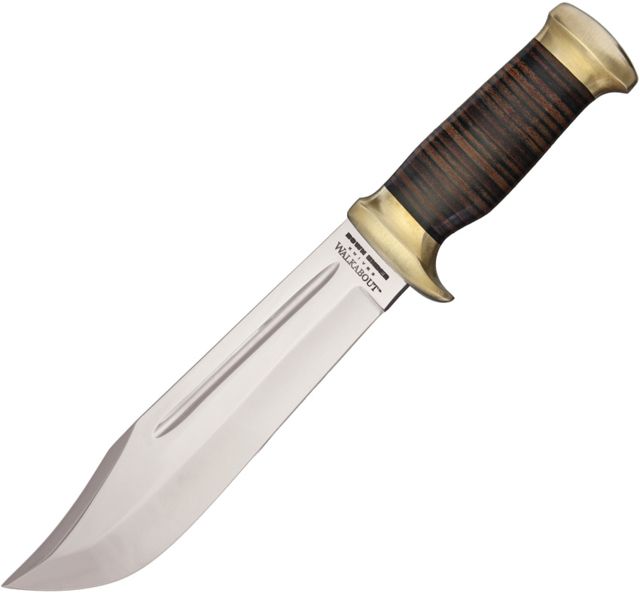 Down Under The Walkabout Fixed Blade Knife 8in 440C Steel Bowie Stacked Leather Handle - Down Under