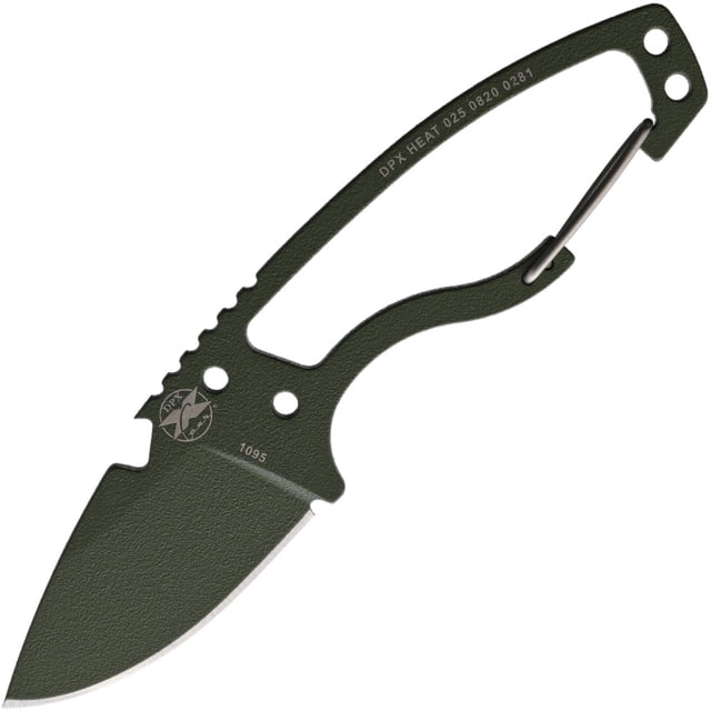 DPx Gear HEAT Hiker OD Green Knife 2.5" OD green ceramic coated 1095HC steel blade Skeletonized handle - Dpx Gear