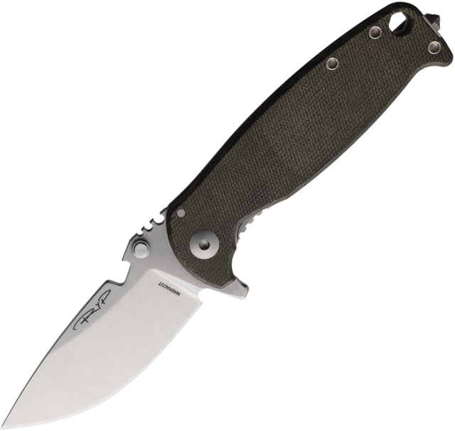DPx Gear HEST 4.0 Framelock Magna Folding Knife 4.5in Closed 3in MagnaCut Steel Blade Green Canvas Micarta Handle - Dpx Gear