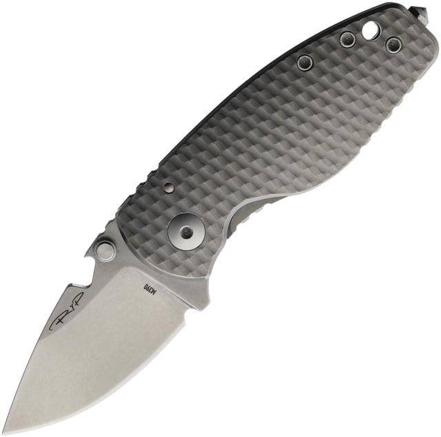 USED DPx Gear HEST Framelock 3D Gray Folding Knife 3" stonewash finish Bohler M390 stainless blade Gray textured titanium handle with pocket clip - Dpx Gear