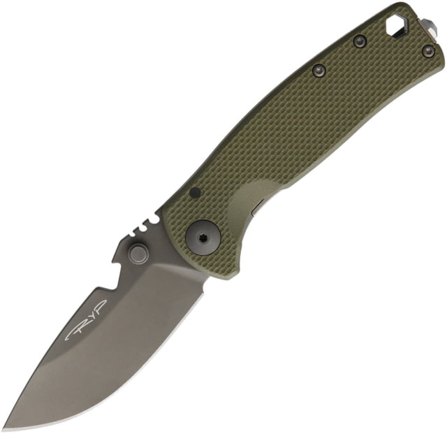 DPx Gear HEST Framelock Urban OD Folding Knife 2.88" gray titanium coated CPM-154 stainless blade OD green textured G10 handle with stonewash finish - Dpx Gear