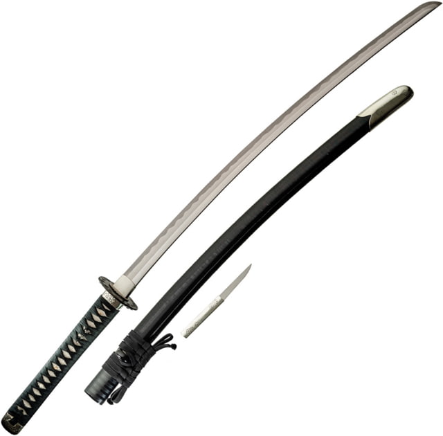 Dragon King Lone Wolf Katana Knife 28.38" forged T10 High-Speed Tool Steel blade Black wood scabbard - Dragon King