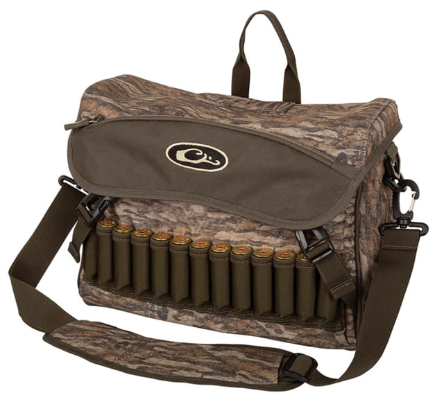 Drake Waterfowl  Shoulder Bag 2.0 Mossy Oak Bottomland 6 Storage Pockets Exterior Storage & Shell Loops Choke Tube Sleeves Adj. Shoulder