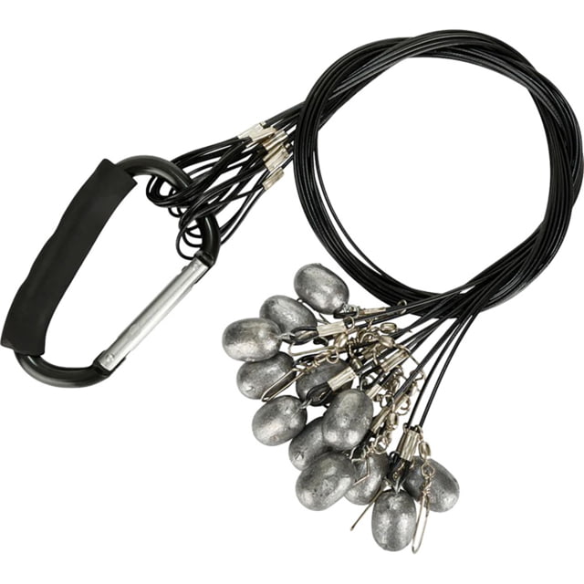 DRAKE Waterfowl  Texas Rig Package Set 60in Black Coated Steel Wire 6 oz Lead Weight Metal Cable Crimps Includes Carabiner 12 Pack