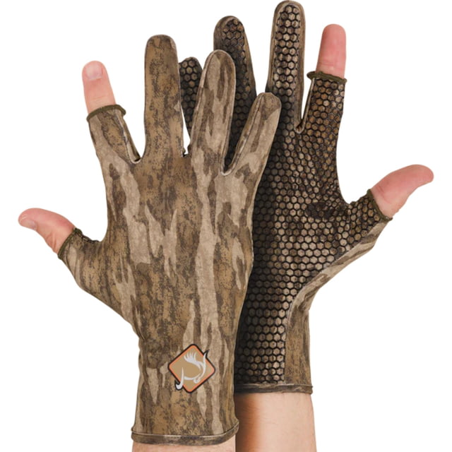 DRAKE Ol' Tom Performance Stretch Turkey Gloves - Men's Mossy Oak Bottomlands Camo Large/Extra Large - Drake