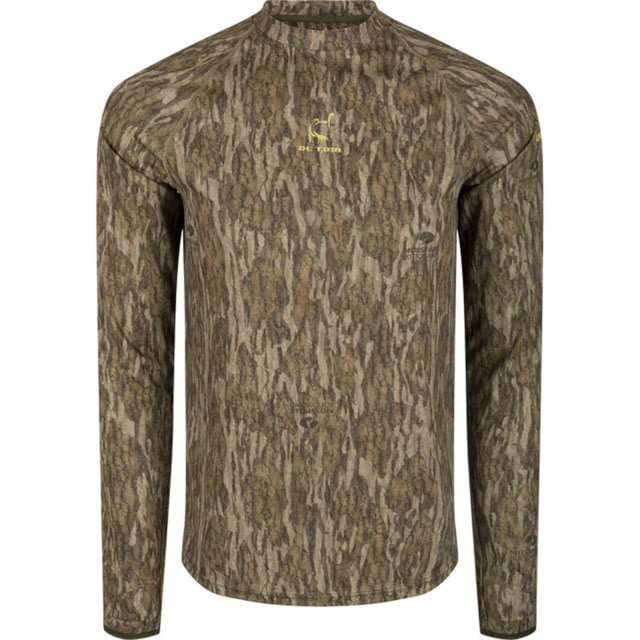 DRAKE Ol' Tom Early Bird LS Performance Crew - Men's Mossy Oak Bottomlands Camo Extra Large