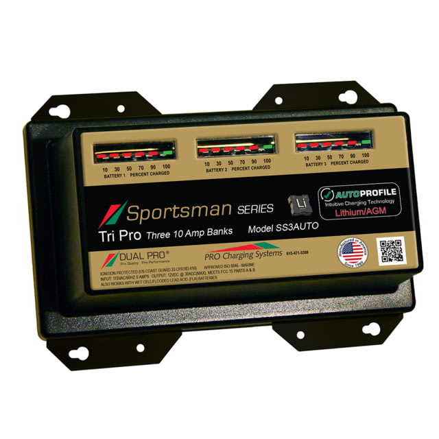 Dual Pro SS3 Auto 30A - 3-Bank Lithium/AGM Battery Charger One Size - Dual Pro