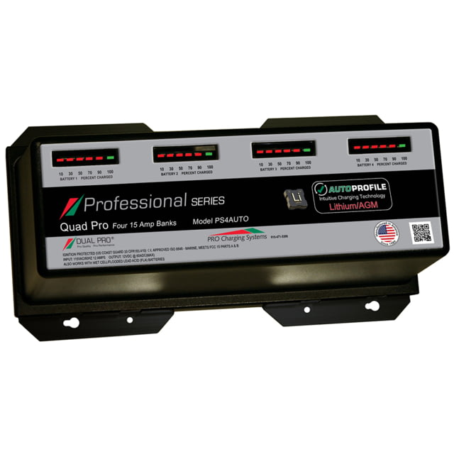 Dual Pro PS4 Auto 15A - 4-Bank Lithium/AGM Battery Charger One Size - Dual Pro