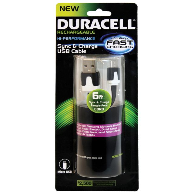 Duracell Standard USB to Micro USB Sync and Charge Cable - 6ft Black - Duracell