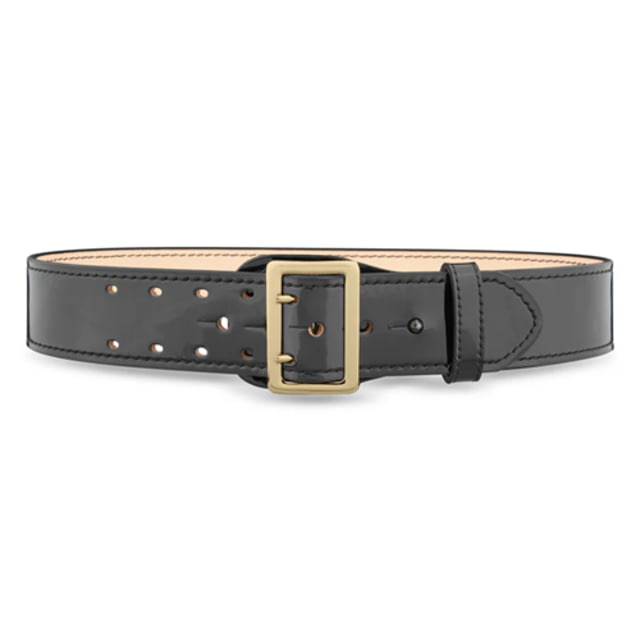 DutyMan 2-1/4inch High-gloss Leather Sam Browne 2-row Stitch Duty Belt With Gold Buckle