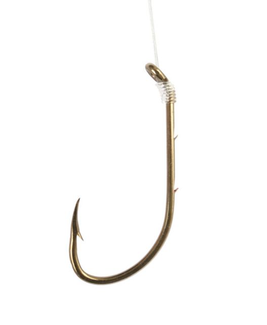 Eagle Claw Baitholder Snelled Hook Offset Down Eye 2 Slices Medium Wire Mono 7in Bronze