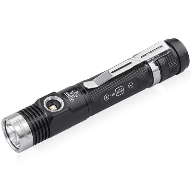 EAGTAC DX30LC2-SR Side-LED Rechargeable Flashlight Spot XP-L HI V3 w/ Flood XP-G2 S3 LED 1160lm/500lm Black DX30LC2SR-XPLHICW-SIDEXPG2CWBS