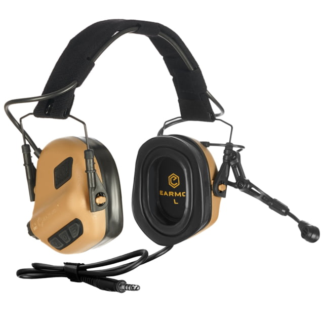 Earmor ElectronicHeadset Communication w/ Gel Earpads & Nexus TP-120 Cable 22dB Coyote Brown M32-CB PLUS