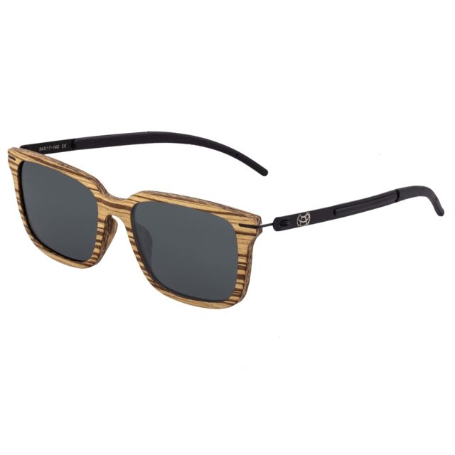 Earth Wood Doumia Polarized Sunglass Zebrawood/Black One Size - Earth Wood