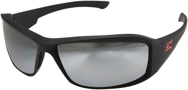 Edge Eyewear Brazeau Torque Safety Glasses - Matte Black Frame with Red E Logo / Silver Mirror Lens One Size - Edge Eyewear