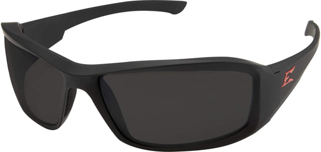 Edge Eyewear Brazeau Torque Safety Glasses - Matte Black Frame with Red E Logo / Smoke Vapor Shield Lens One Size - Edge Eyewear