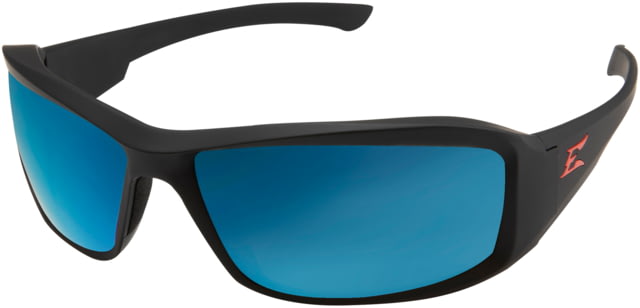 Edge Eyewear Brazeau Torque Safety Glasses - Matte Black Red E / Polarized Aqua Precision Blue Mirror Lenses One Size - Edge Eyewear