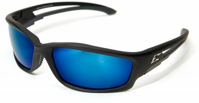 Edge Safety Eyewear Kazbek Polarized-Black / Aqua Precision Blue Mirror Lens with Gasket - Edge Safety