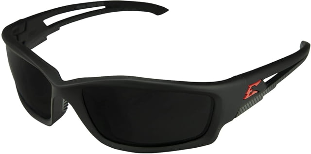 Edge Eyewear Kazbek Torque Safety Glasses - Matte Black Frame with Red E Logo / Polarized Smoke Lens One Size - Edge Eyewear