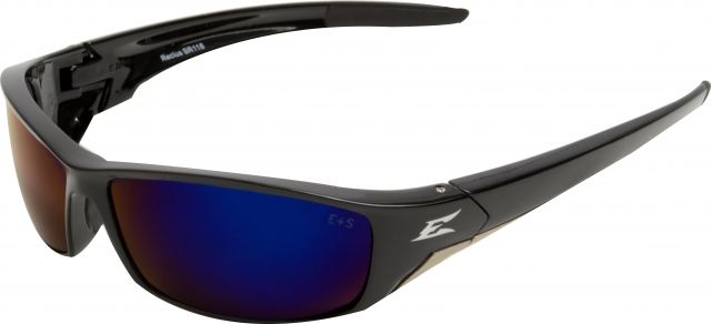 Edge Safety Eyewear Reclus Glasses - Black Frame Aqua Precision Blue Mirror Polarized One Size - Edge Safety
