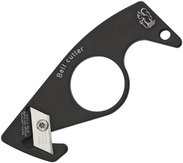 Eickhorn Solingen Belt Cutter Fixed Blade Knife 3.75in Overall Finger Ring Black Aluminum Body With SS Blade - Eickhorn Solingen
