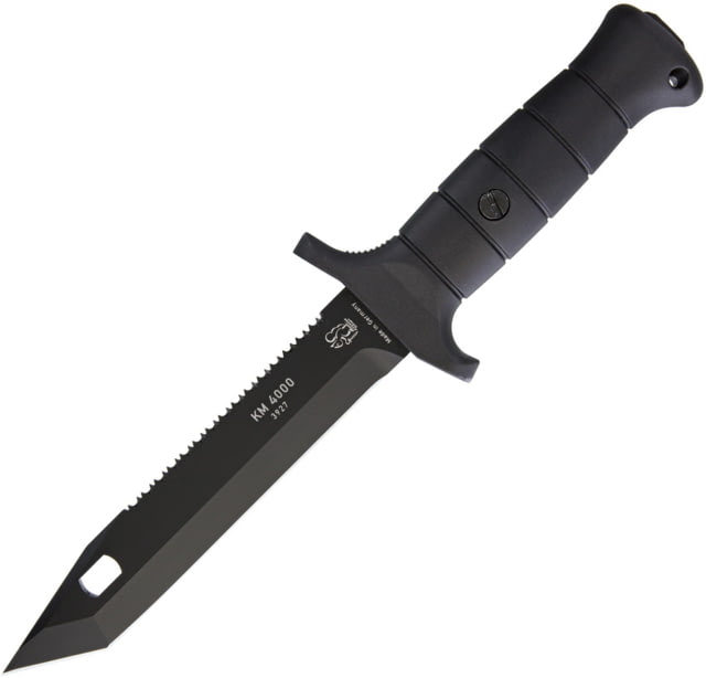 Eickhorn Solingen KM 4000 German Military Knife 6.63" black Kalgard coated tanto blade Black synthetic handle - Eickhorn Solingen