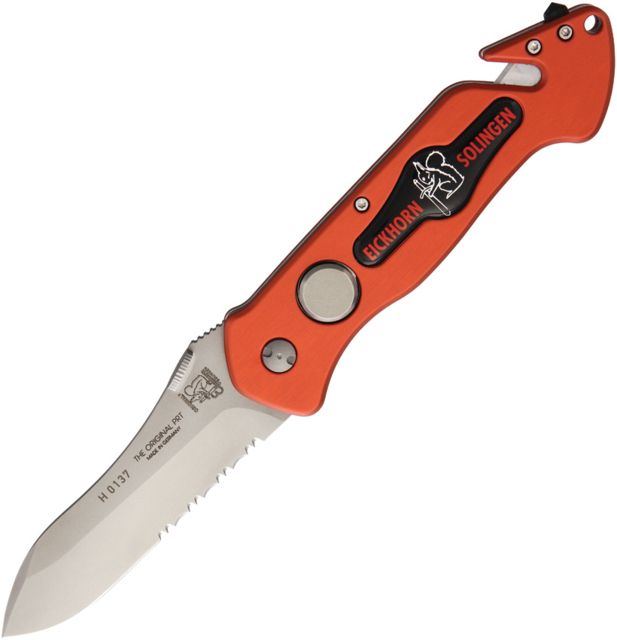 Eickhorn Solingen PRT II Rescue Folder Folding Knife3.25inBohler N-695 SteelPartially SerratedSpear PointRedAluminum Handle - Eickhorn Solingen