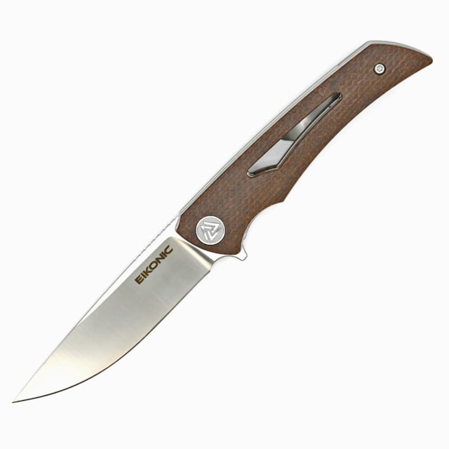 EIKONIC Knife Company Aperture Folding Knife 3.14in D2 Steel w/Rockwell Hardness of 59-60 Micarta Handle Satin/Brown - Eikonic Knife Company