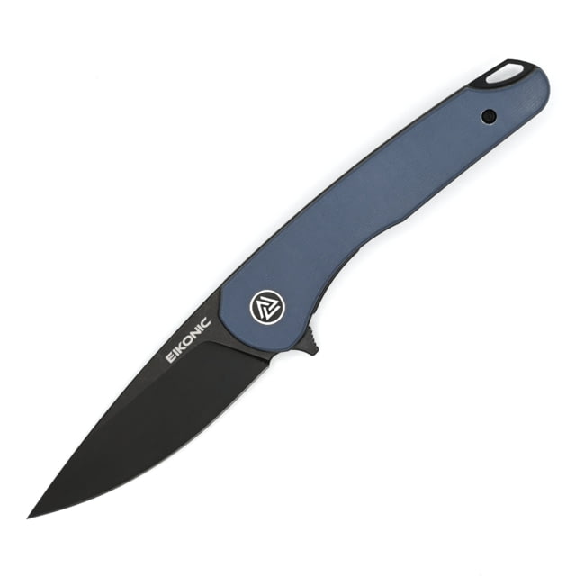 EIKONIC Knife Company Dromas Folding Knife 3.25in D2 Steel w/ Rockwell Hardness of 59-60 G10 Handle Black/ BlueGrey - Eikonic Knife Company