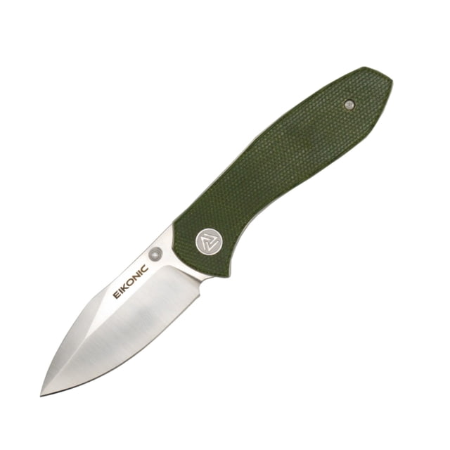 EIKONIC Knife Company Kasador Folding Knife - Designed by Jonas Iglesias 2.7in D2 Steel w/ Rockwell Hardness of 59-60 Micarta Handle Satin/Green - Eikonic Knife Company