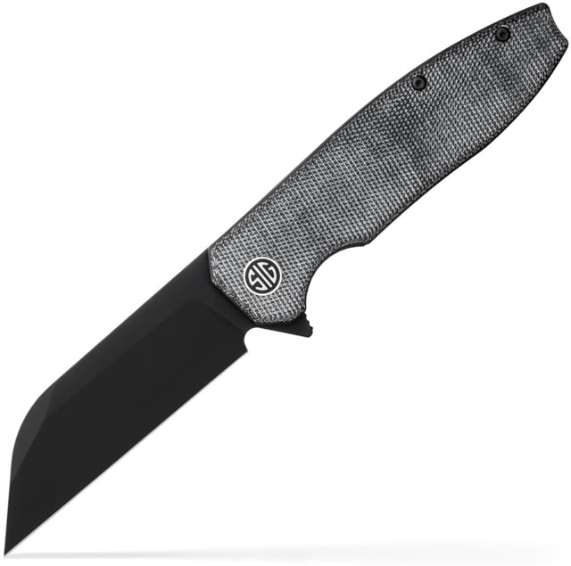 EIKONIC Knife Company Karak 3.25" Folding Wharncliffe Plain Black PVD Nitro-V Blade 4" Salt & Pepper Micarta Handle