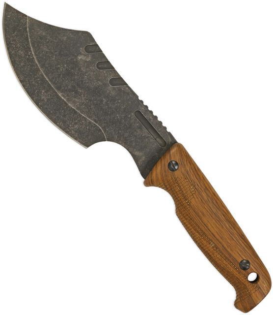 EKA Axeblade W1 Wood Pattern Fixed Blade Knife 6.5in Swedish Sandvik Steel Standard Edge Black Stonewash Brown G10 Handle - Eka