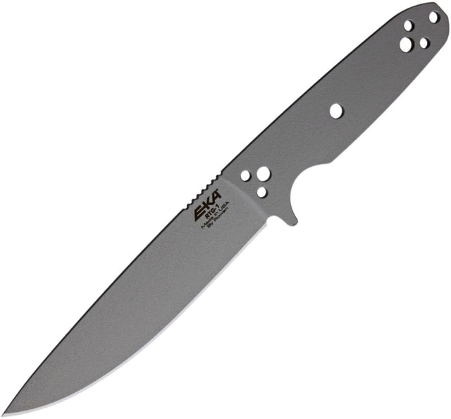 EKA RTG-1 Fixed Blade Knife 10.5in Overall 5.75in Gray Powder Coated 1095Hc Steel Blade One-Piece Comes w/Black Paracord That Can Be Used To Wrap The - Eka