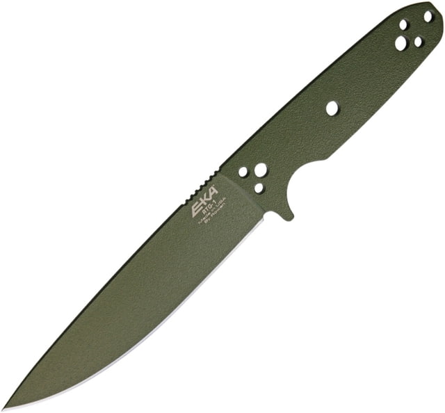 EKA RTG-1 Fixed Blade Knife 10.5in Overall 5.75in OD Green Powder Coated 1095Hc Steel Blade OD Green Paracord To Wrap The Handle Black Kydex Belt - Eka