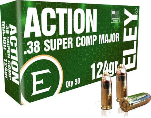 Eley Ammunition Eley Action Competition .38 Super 124 Grain Full Metal Jacket Pistol Ammo 50 Rounds y Ammunition Eley Action Competition .38 Super 124 Grain Full Metal Jacket Pistol 50 Rounds Ammo