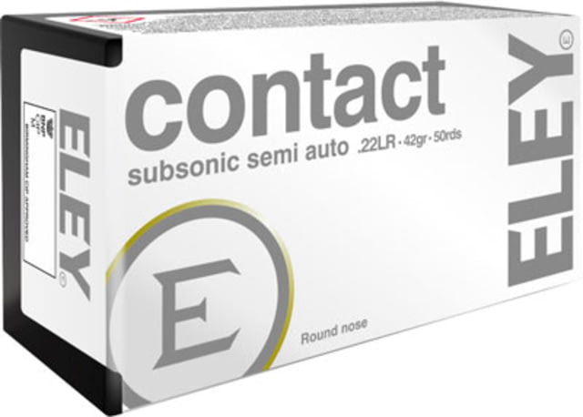 y Ammunition Eley Contact Subsonic .22lr 42gr. Round Nose 50-pack Ammo