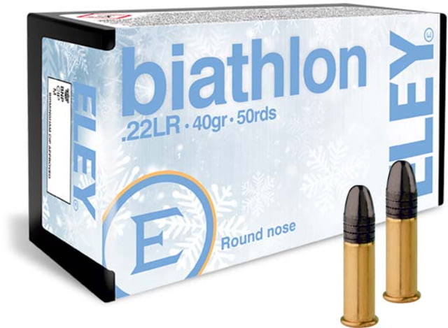Eley Ammunition Eley Biathlon Club .22 Long Rifle 40 Grain Round Nose Lead Solid Brass Cased Ammo 50 Rounds y Ammunition Eley Biathlon Club .22 Long Rifle 40 Grain Round Nose Lead Solid Brass Cased 50 Rounds Ammo